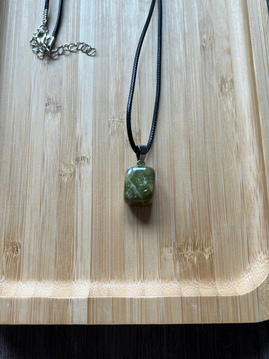 Unakite Cube Crystal Necklace