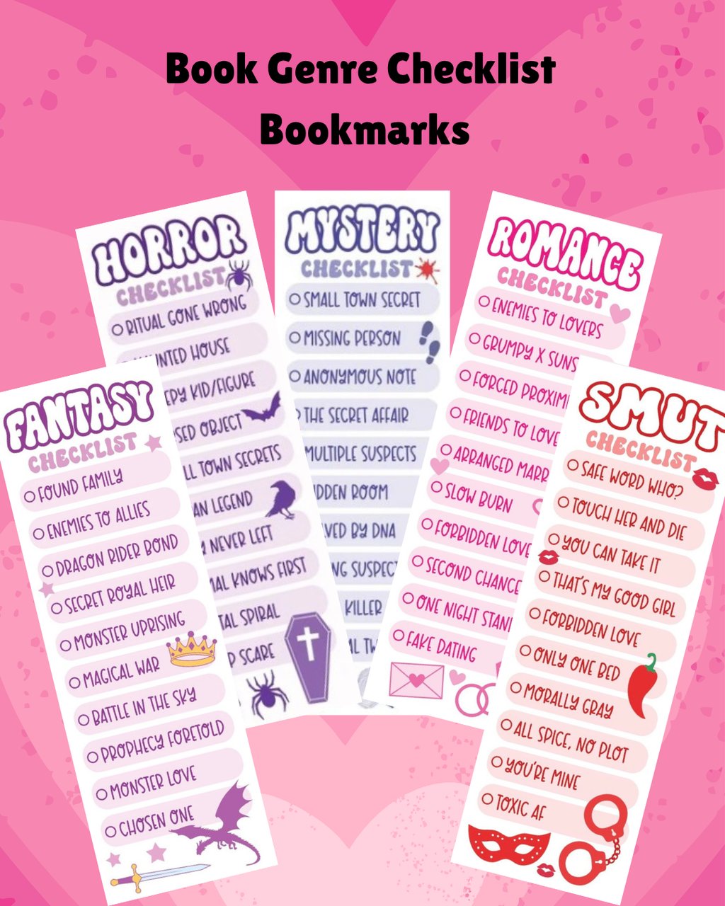 Book Genre Checklist Bookmarks