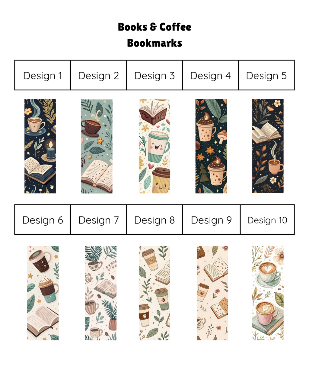 Books & Coffee Bookmarks