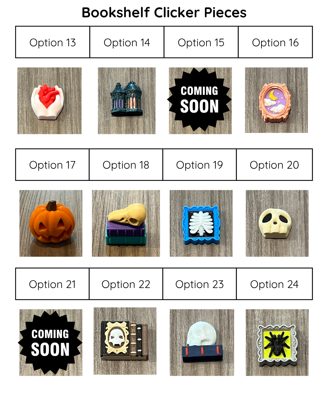 Create Your Own - Bookshelf Clicker - 4 Clickers - 3D Print