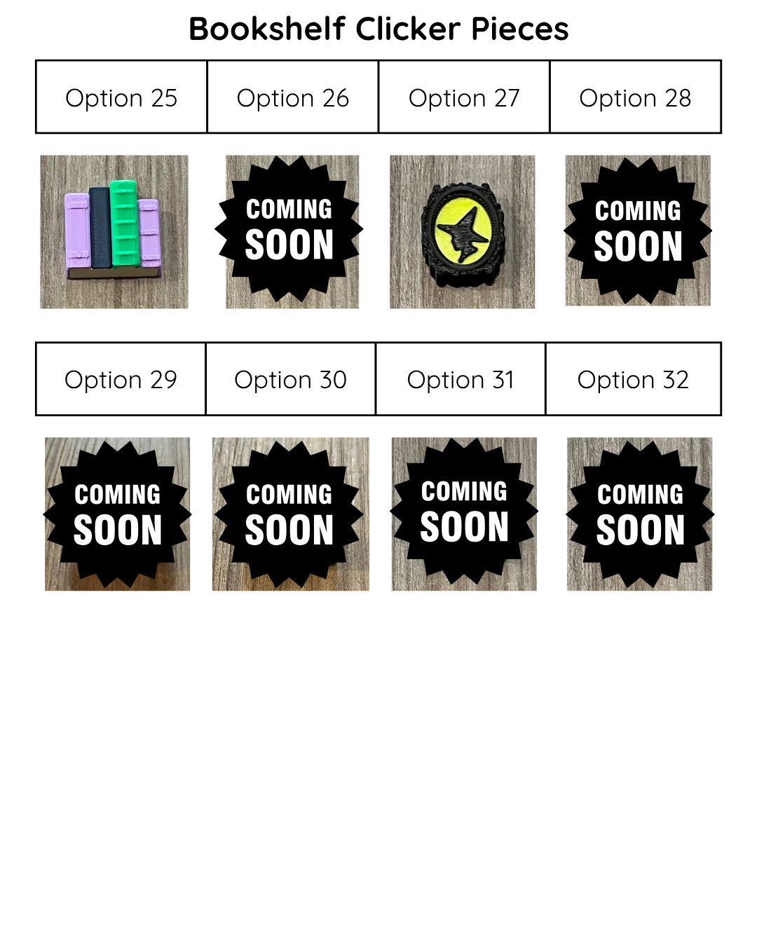 Create Your Own - Bookshelf Clicker - 4 Clickers - 3D Print