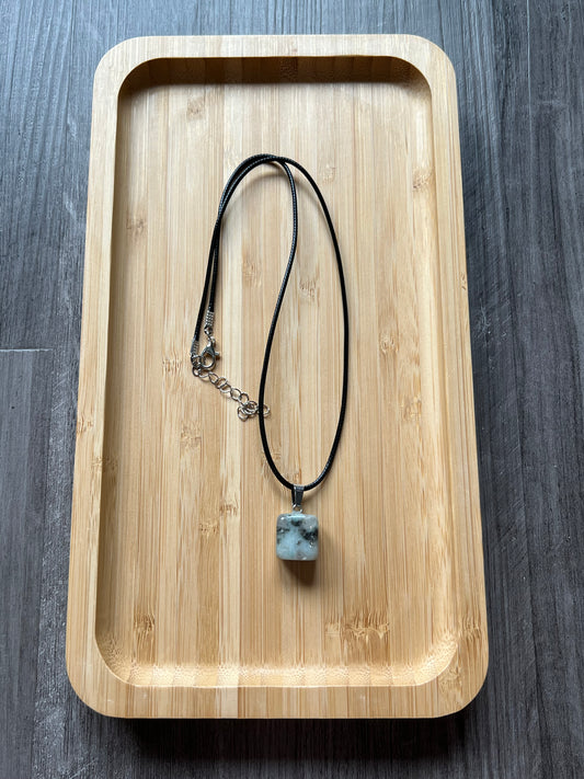 Kiwi Jasper Cube Crystal Necklace