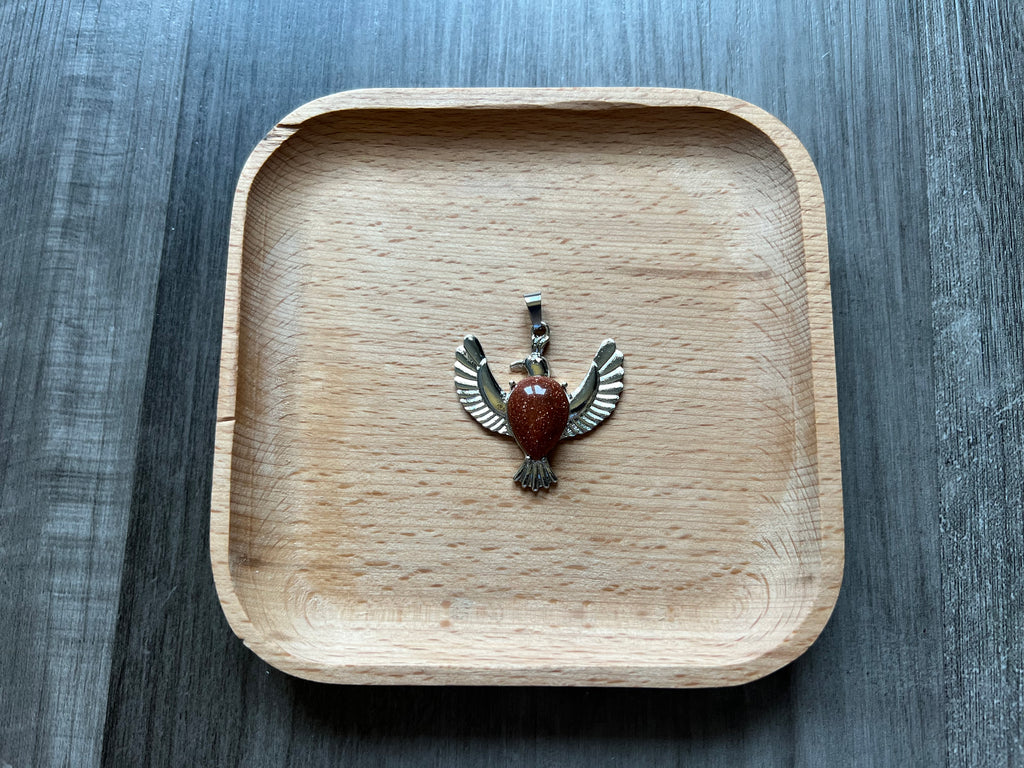 Gold Sandstone Dove Pendant Necklace