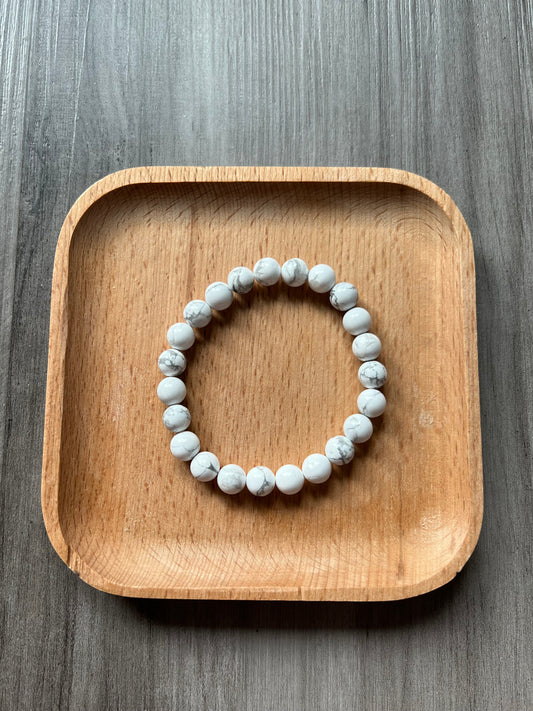 White Howlite Bracelet - 8 mm