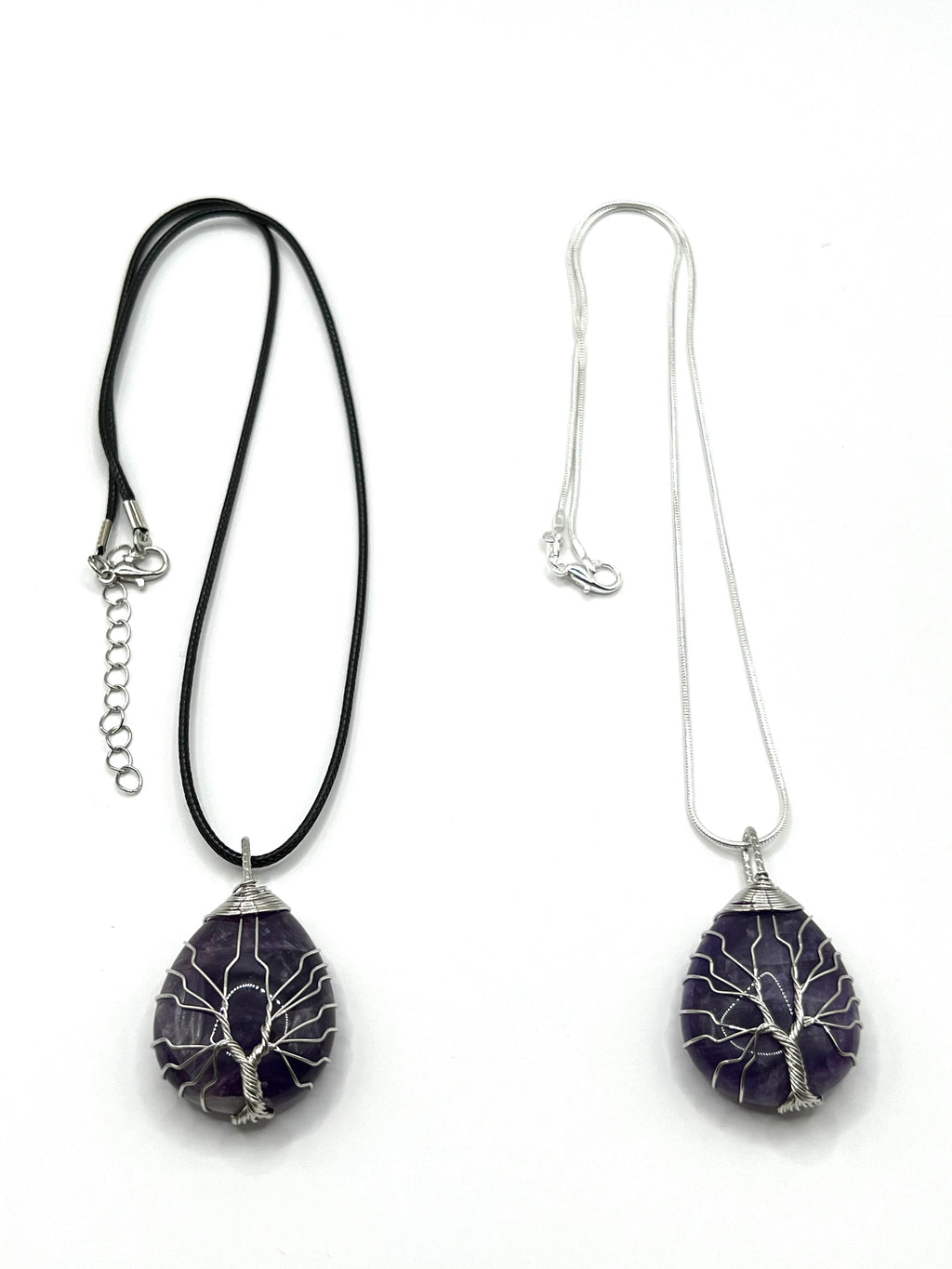 Blue Sandstone Tree of Life on Tear Pendant Necklace
