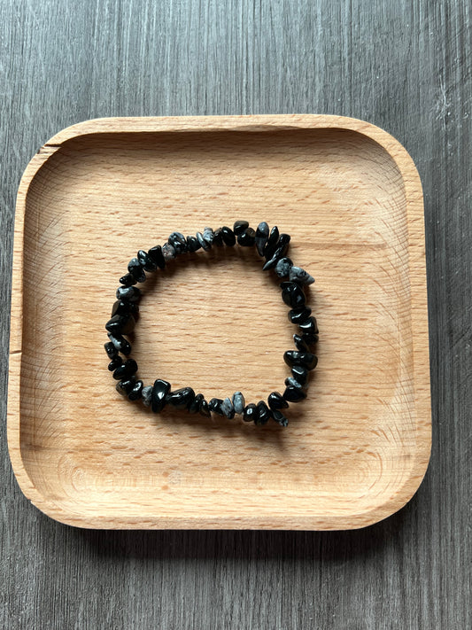 Snowflake Obsidian Chip Bracelet