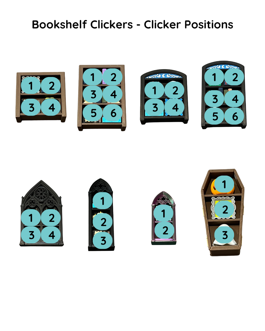 Create Your Own - Bookshelf Clicker - 4 Clickers - 3D Print