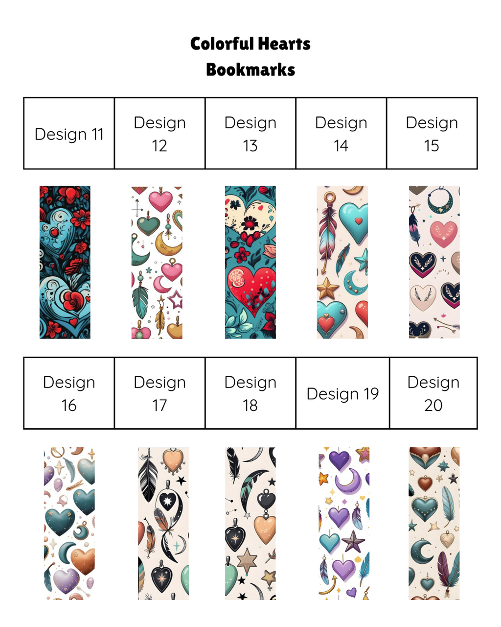 Colorful Hearts Bookmarks