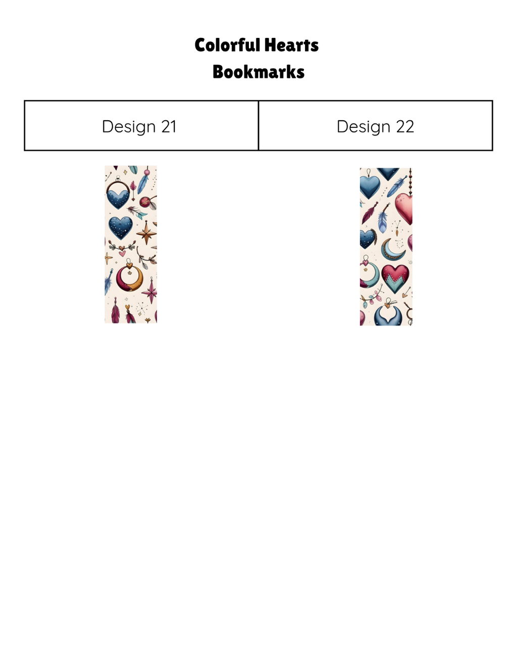 Colorful Hearts Bookmarks