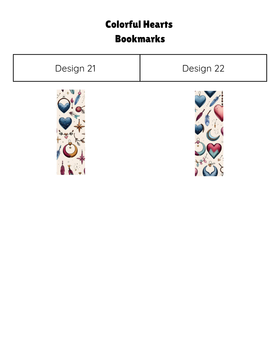 Colorful Hearts Bookmarks