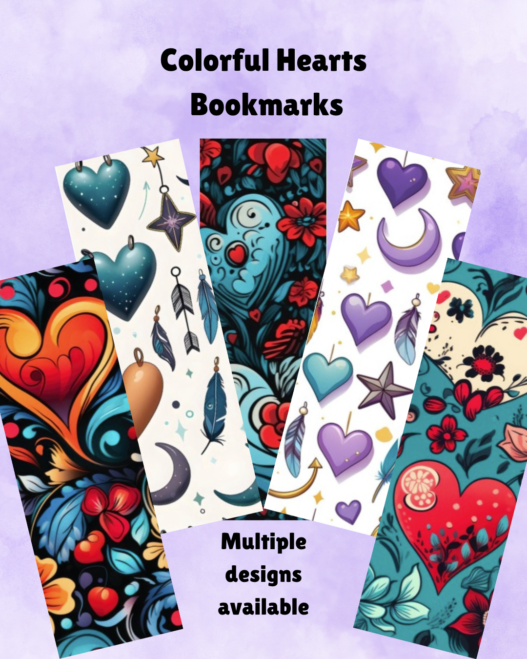 Colorful Hearts Bookmarks