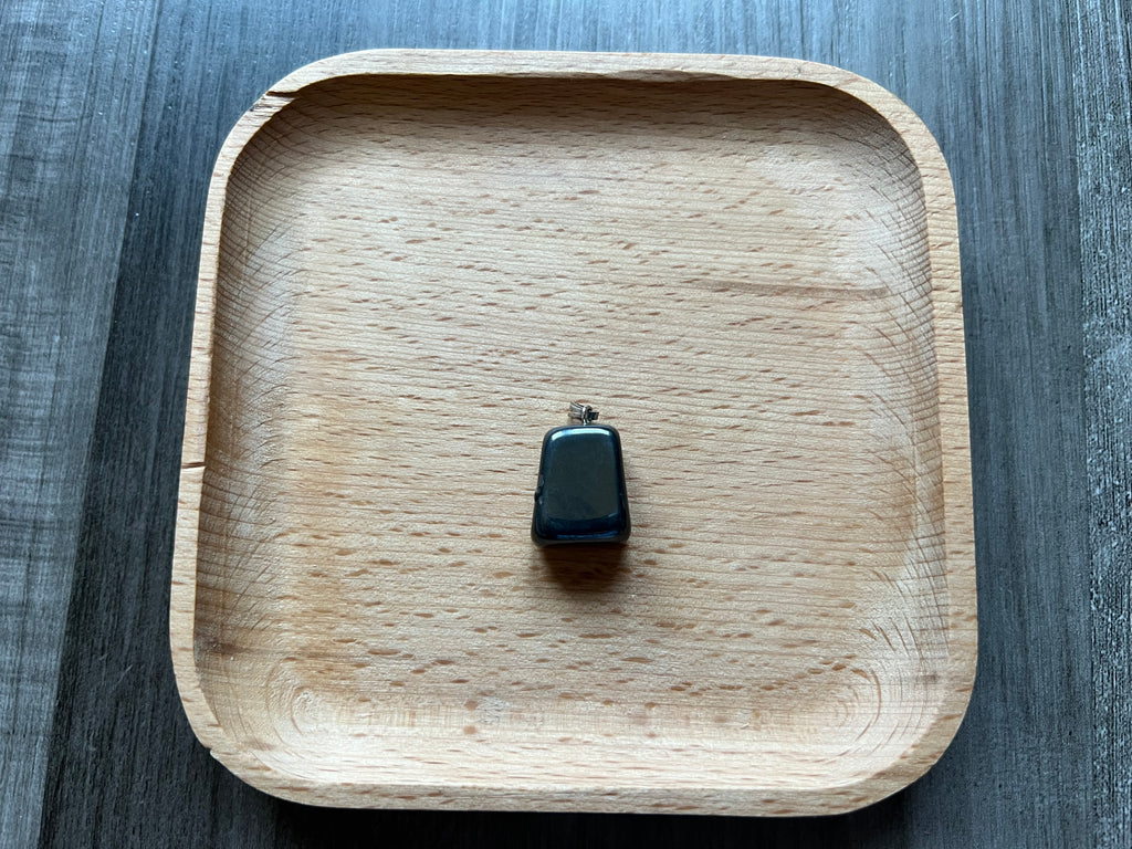 Hematite Tumbled Stone Pendant Necklace