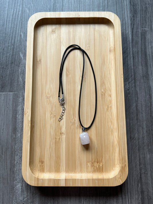 Rose Quartz Cube Crystal Necklace