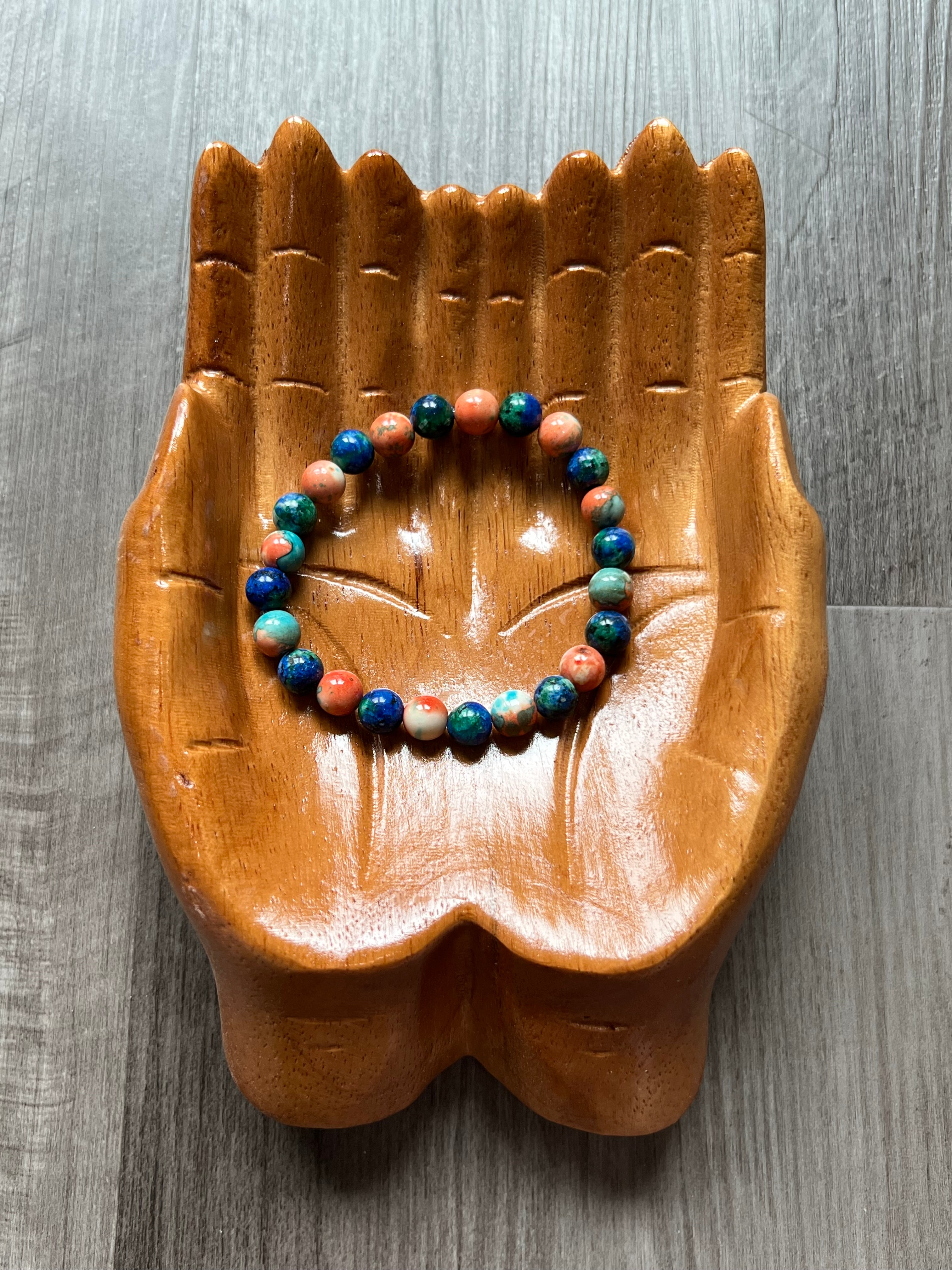 Ocean Jade and Azurite Blue Jade Bracelet - 8 mm