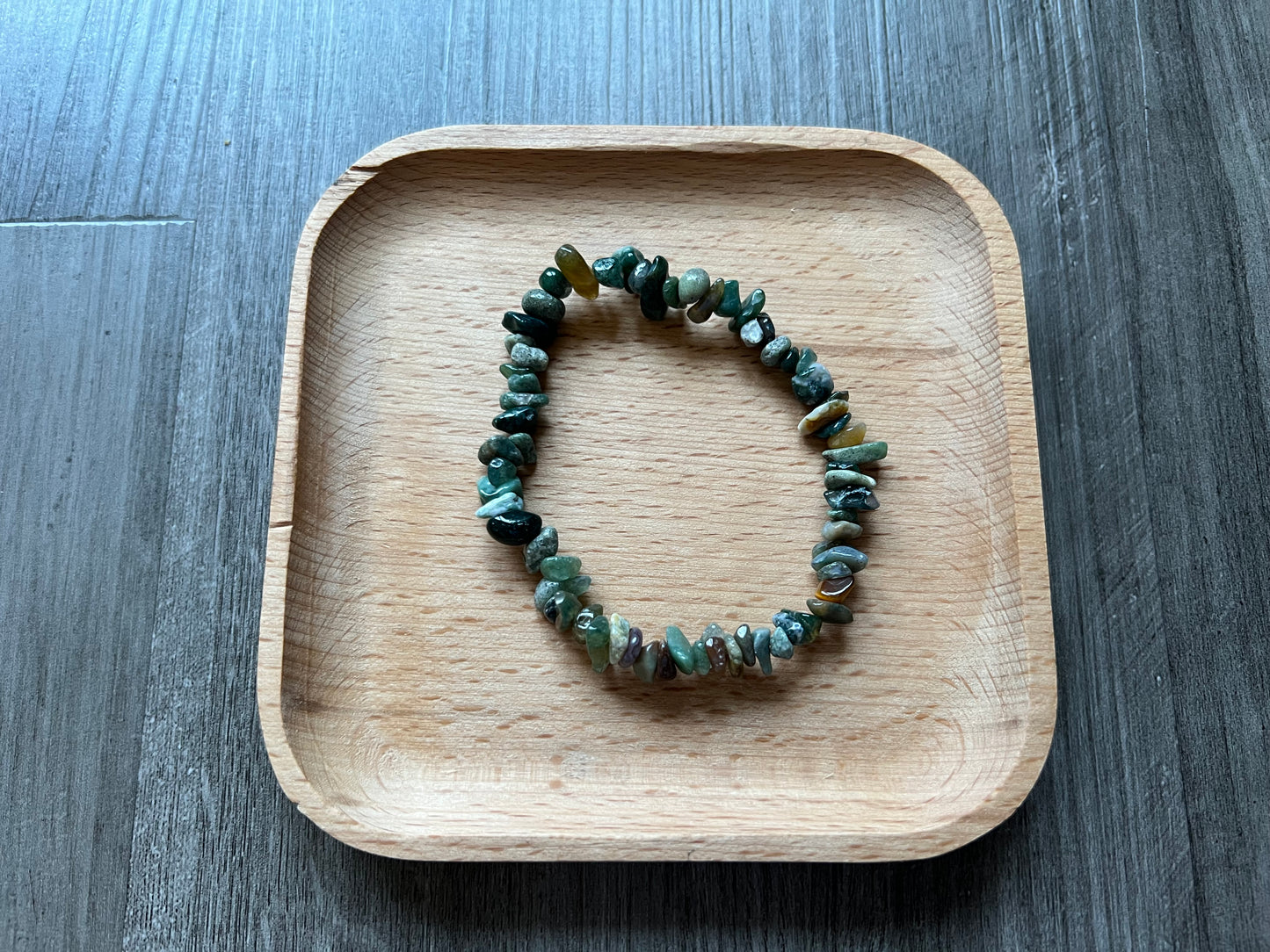Moss Agate Chip Bracelet