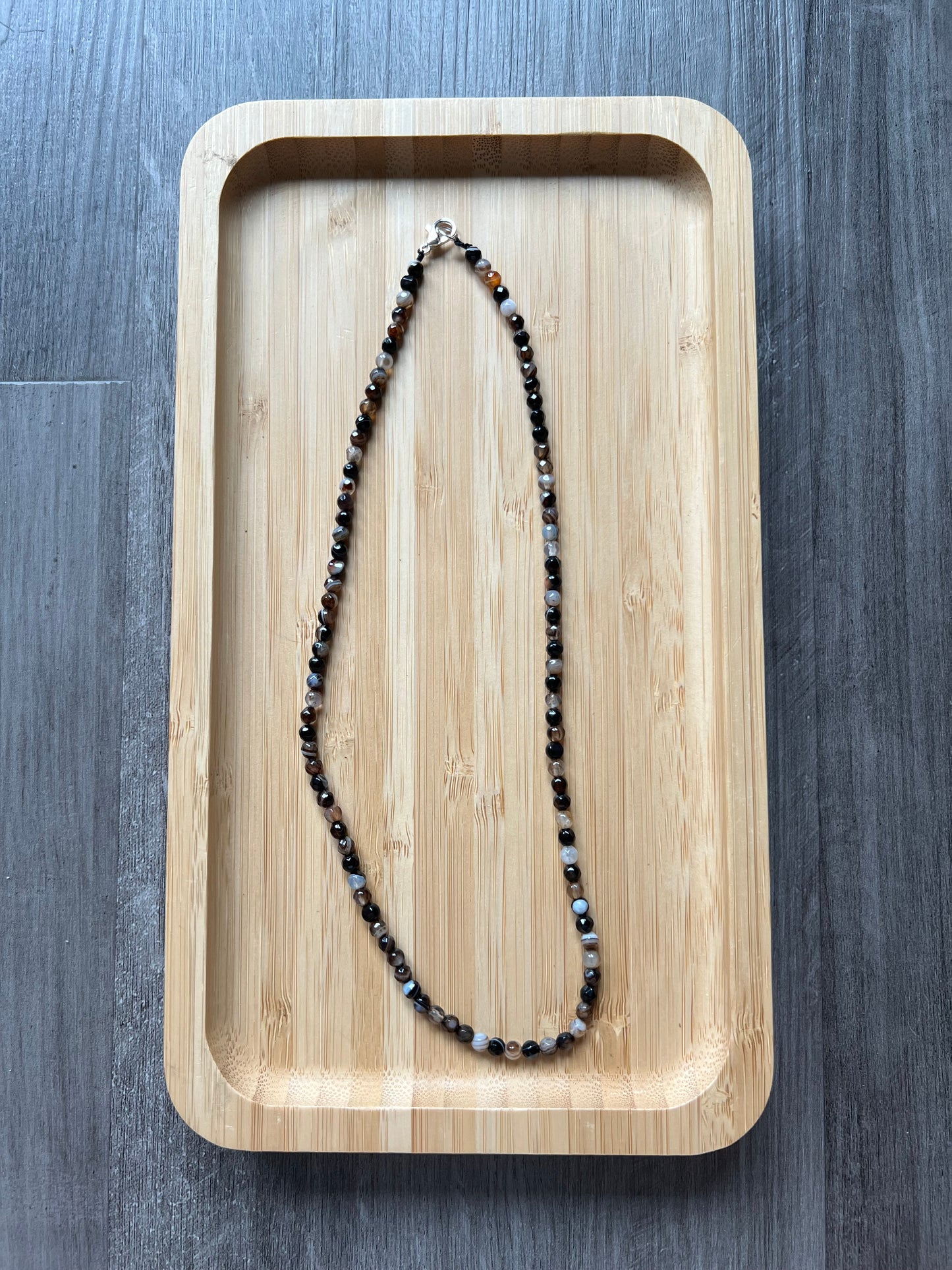 Faceted Coffee Agate Necklace - 4 mm