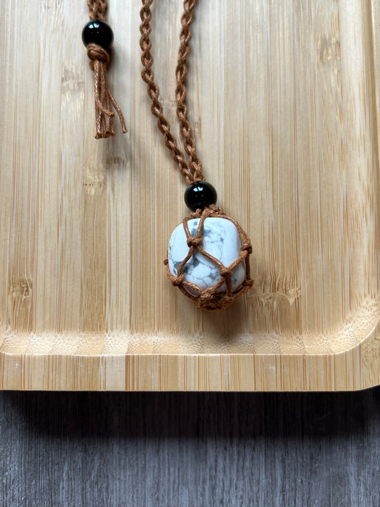 Brown Hemp Necklace w/ White Howlite