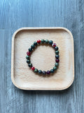 Fire Red Agate and Dragon Bloodstone Bracelet - 8 mm