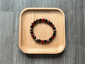 Carnelian, Red Jasper, and Black Obsidian Bracelet - 8 mm