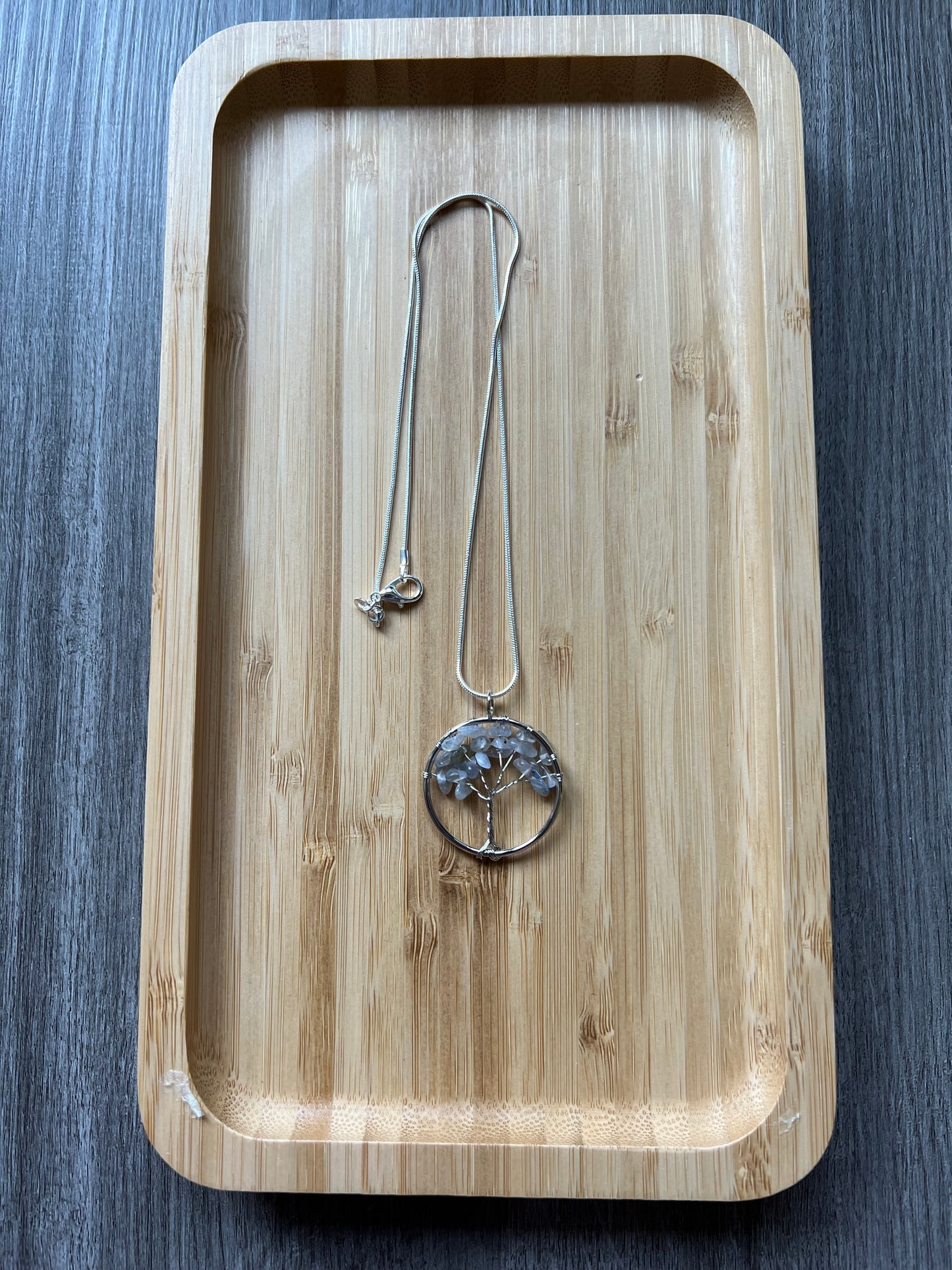 Labradorite Tree of Life in Silver Circle