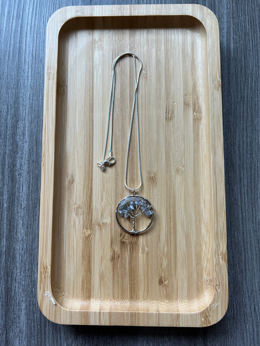 Labradorite Tree of Life in Silver Circle