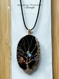 Black Agate Slice Chakra Pendant Necklace
