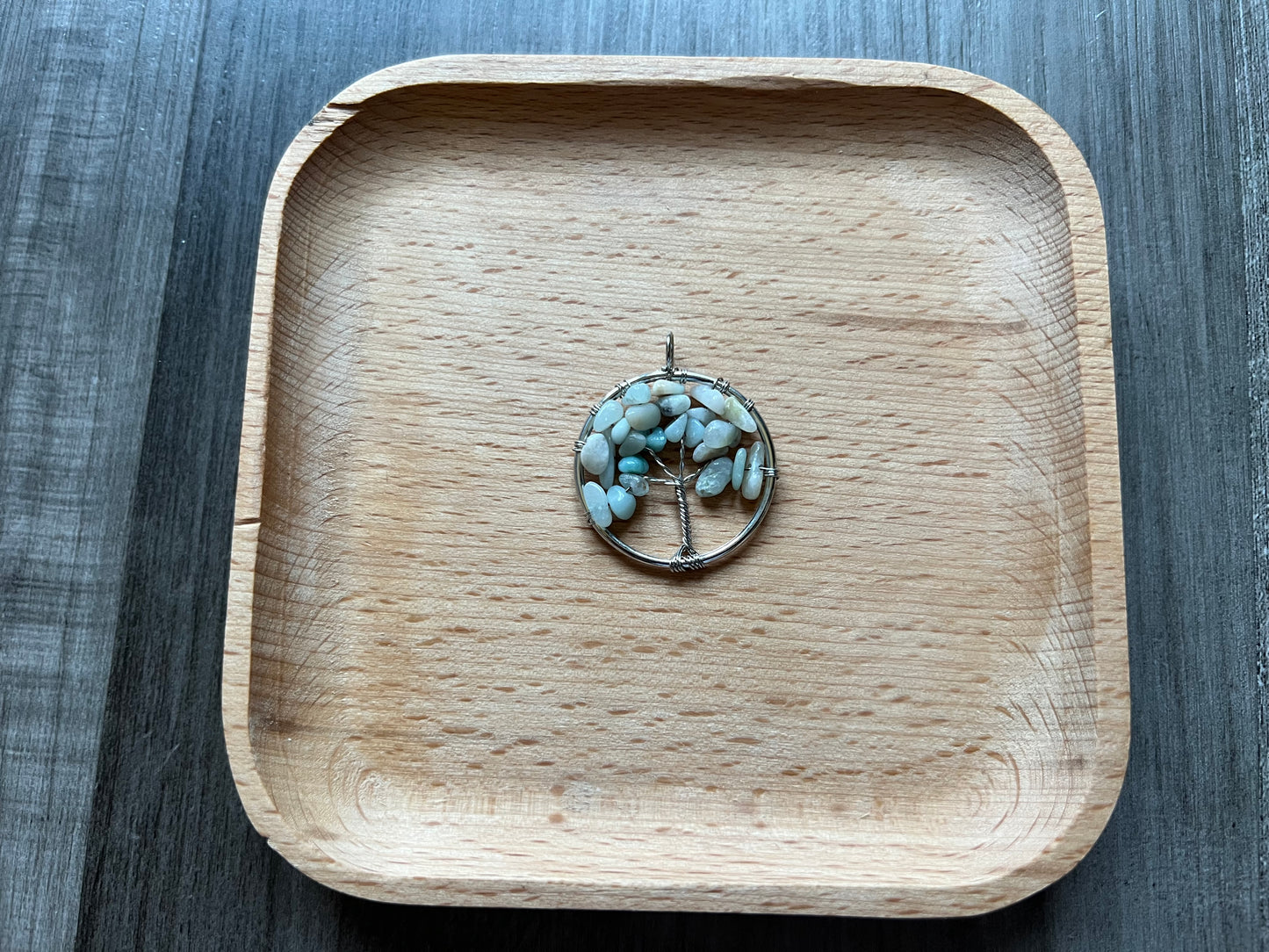 Amazonite Tree of Life in Silver Circle