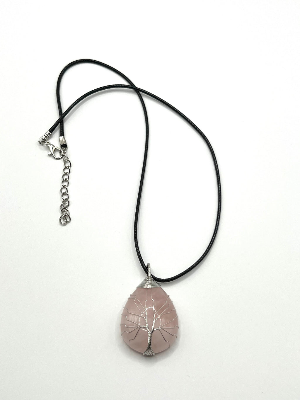 Rose Quartz Tear Pendant Necklace