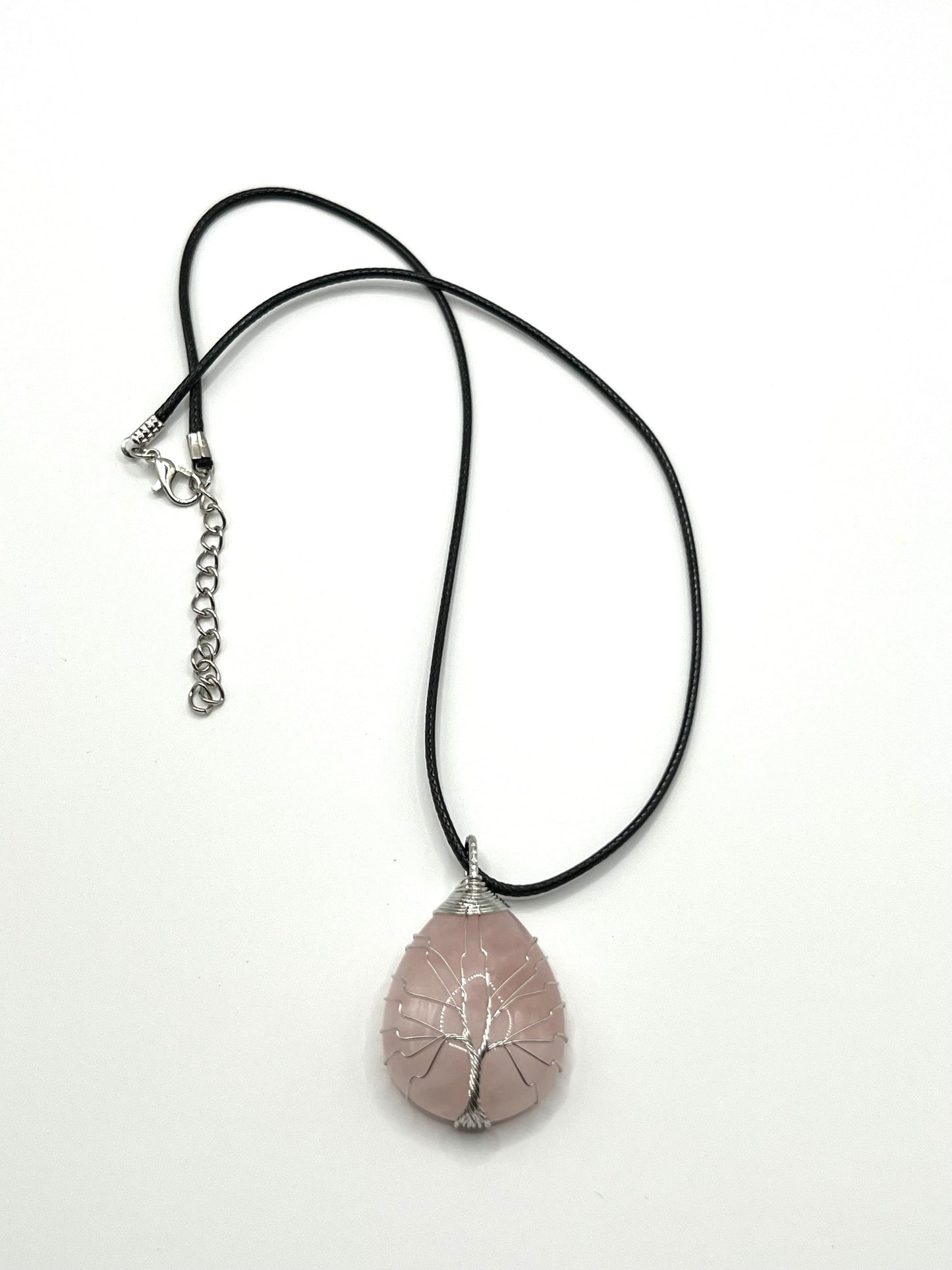 Rose Quartz Tear Pendant Necklace