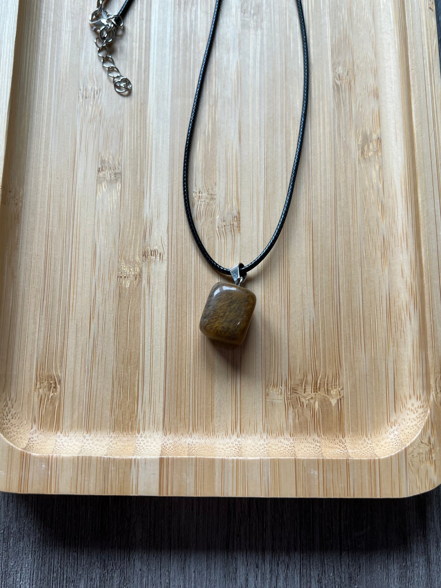 Tiger Eye Cube Crystal Necklace
