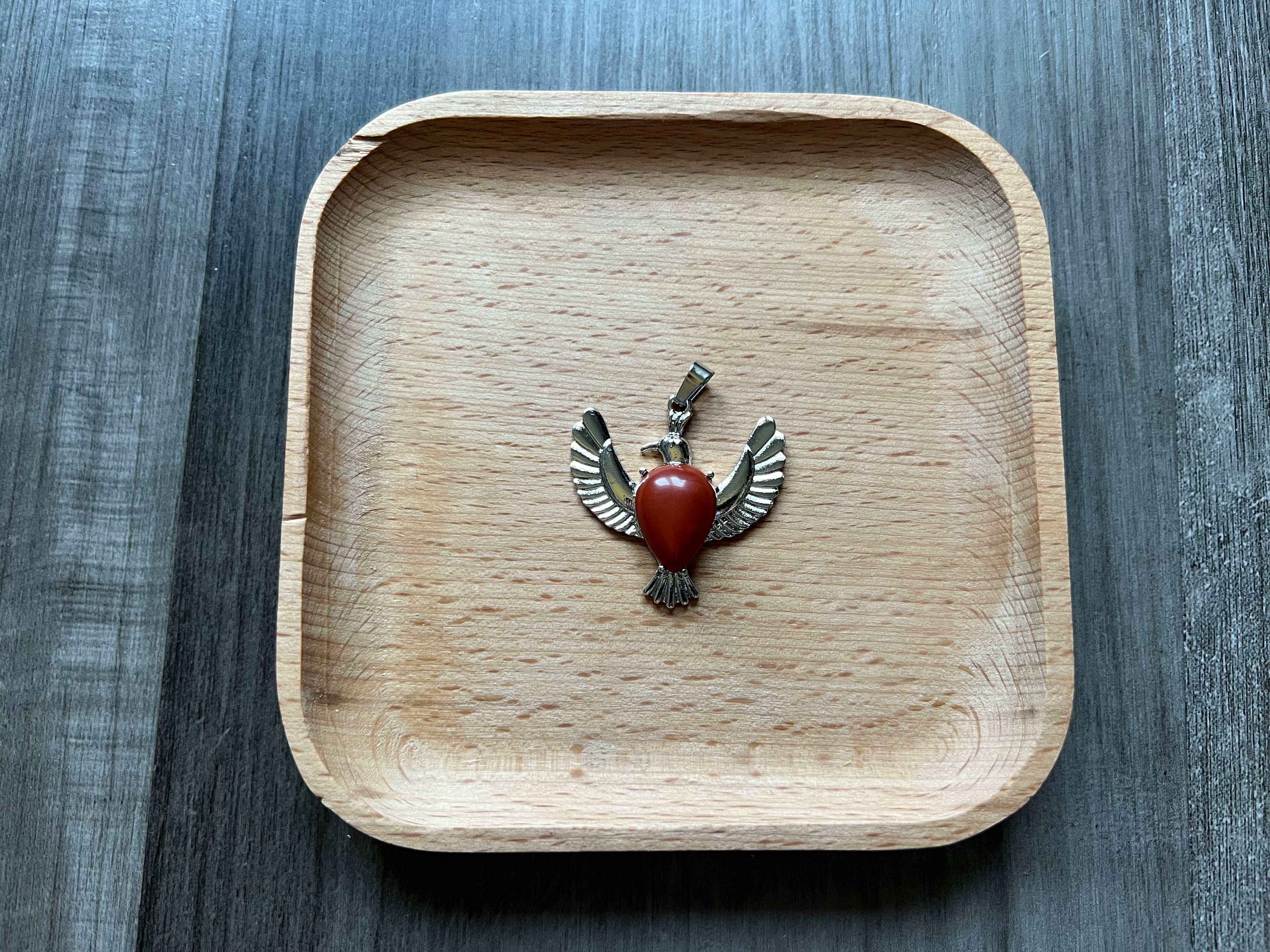 Red Jasper Dove Pendant Necklace