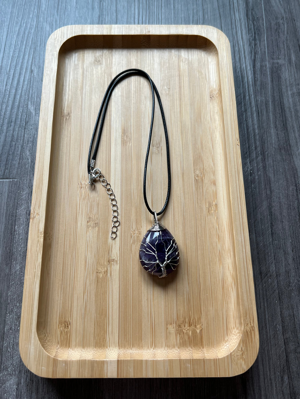 Blue Sandstone Tree of Life on Tear Pendant Necklace