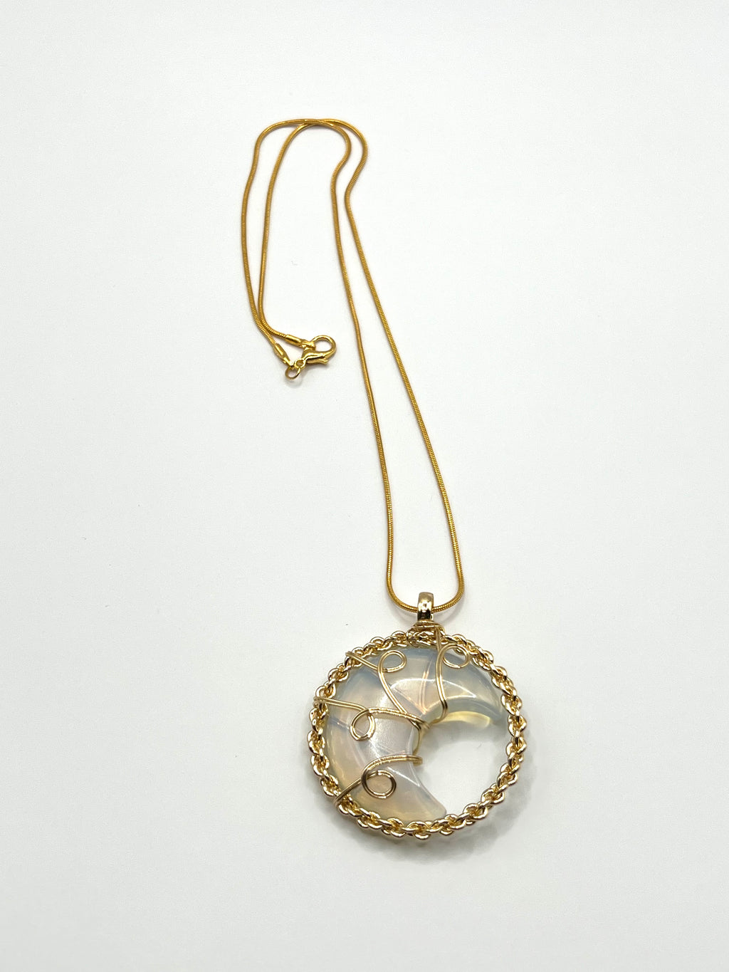 Clear Quartz Moon Pendant Necklace