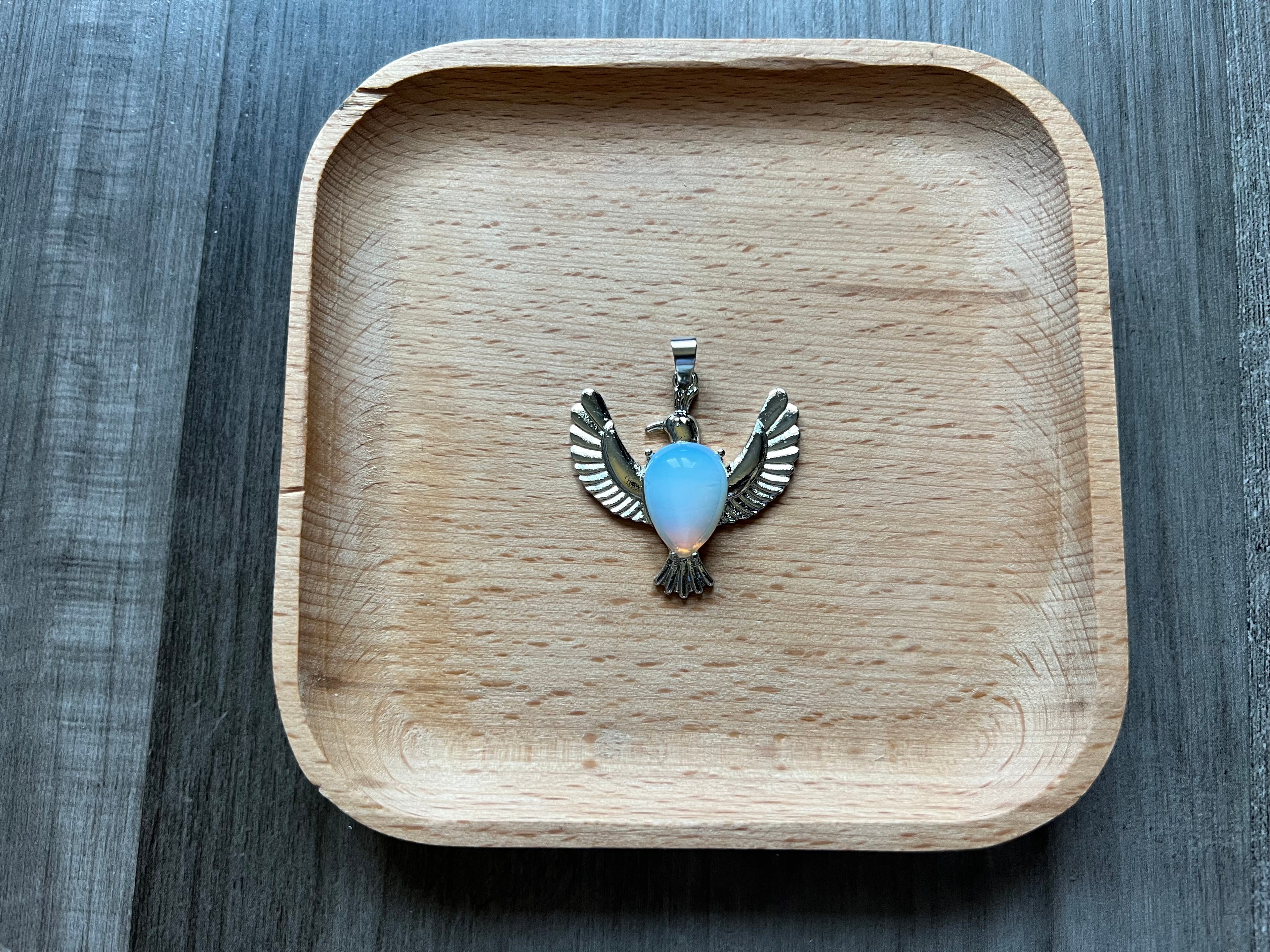 Opalite Dove Pendant Necklace