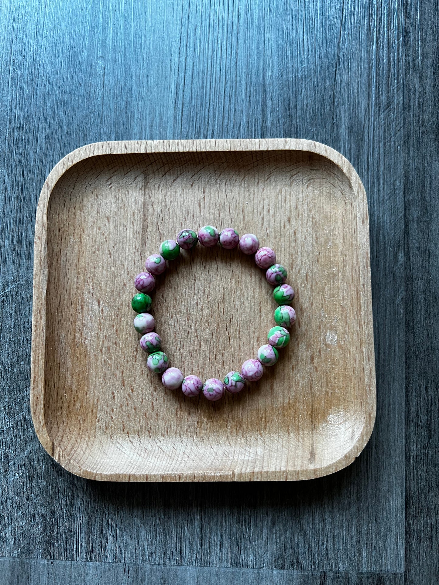 Natural Rain Flower Jade Bracelet - 8 mm