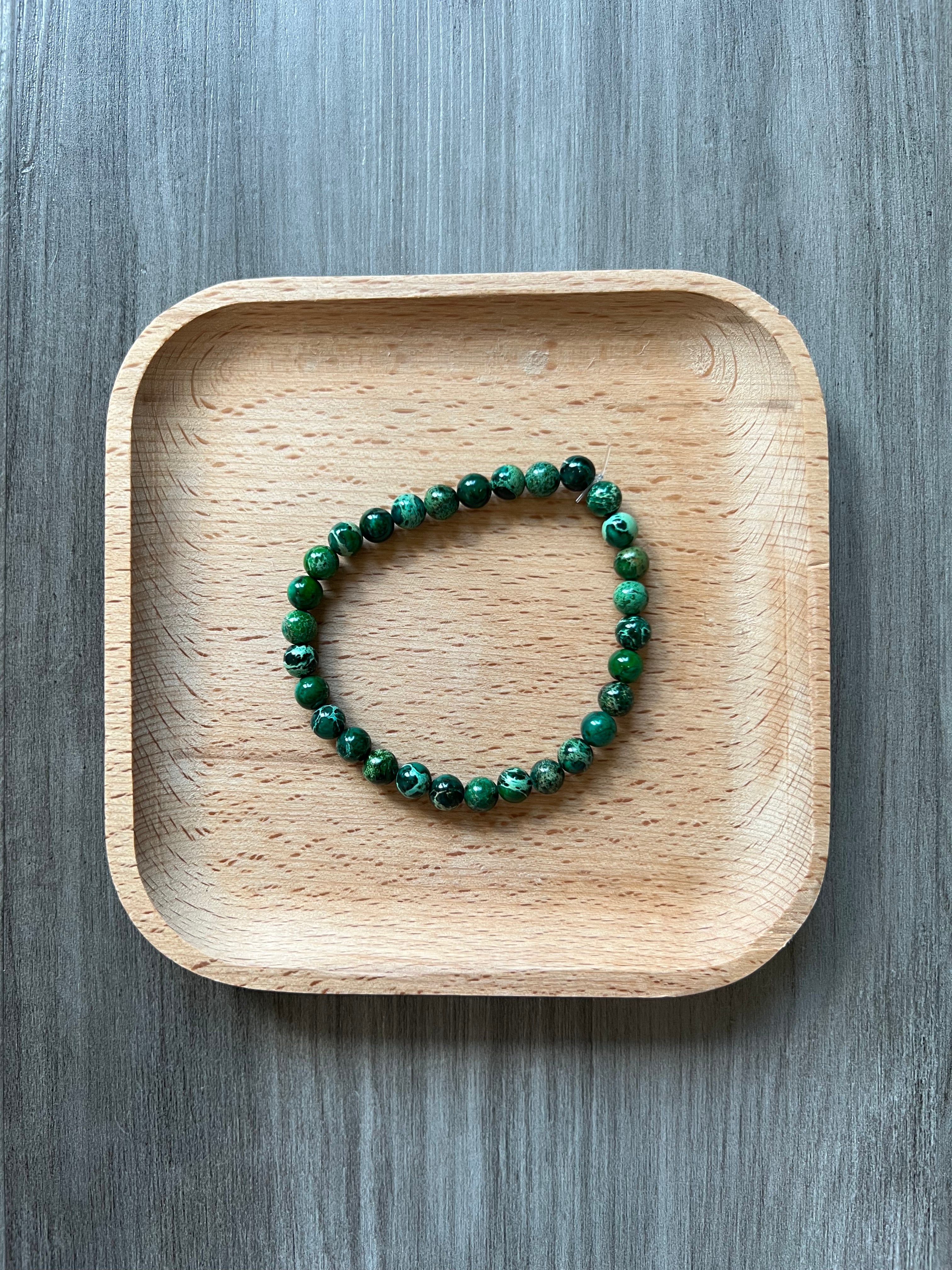 Deep Green Sea Sediment Jasper Bracelet - 6 mm