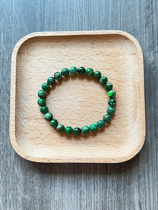 Deep Green Sea Sediment Jasper Bracelet - 8 mm