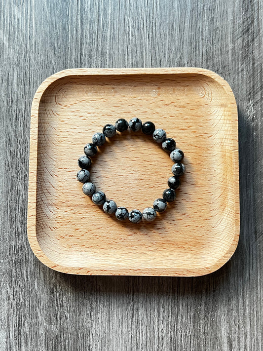 Snowflake Obsidian Bracelet - 8 mm