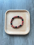 Scarlet Red Sea Sediment Jasper & Black Obsidian Bracelet - 8 mm