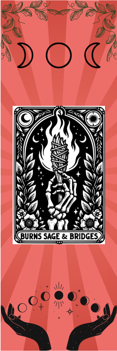 Burns Sage & Bridges - Moon Symbols Tarot Bookmark