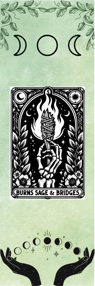 Burns Sage & Bridges - Moon Symbols Tarot Bookmark