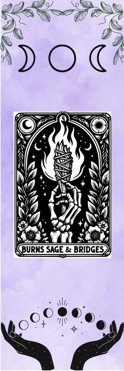 Burns Sage & Bridges - Moon Symbols Tarot Bookmark