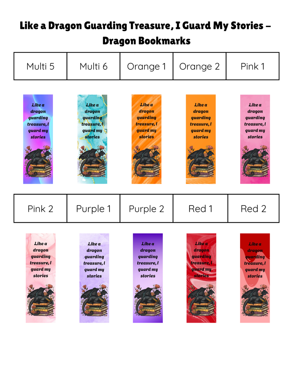 Like a Dragon Guarding Treasure, I Guard My Stories - Dragon Bookmark