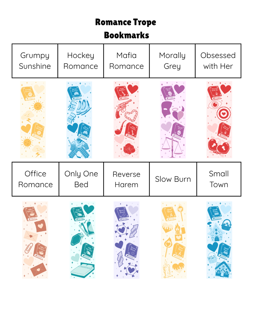 Romance Trope Bookmarks