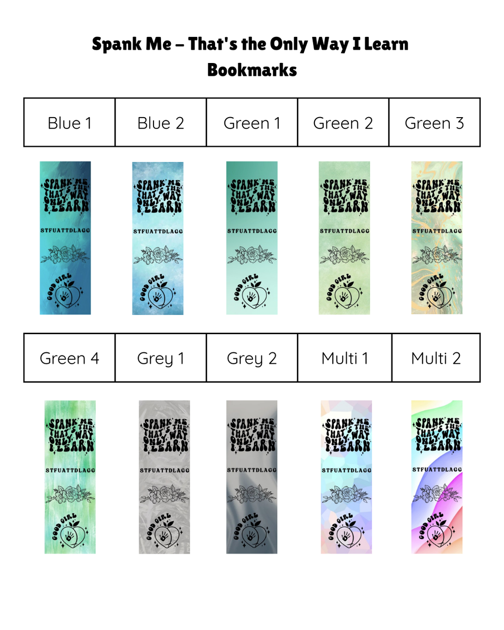 Spank Me - That's the Only Way I Learn Bookmark