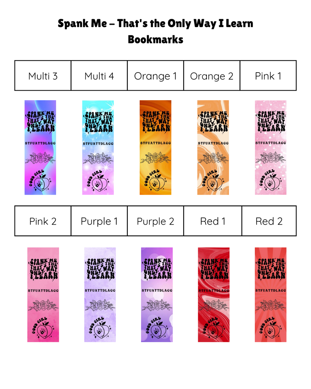 Spank Me - That's the Only Way I Learn Bookmark