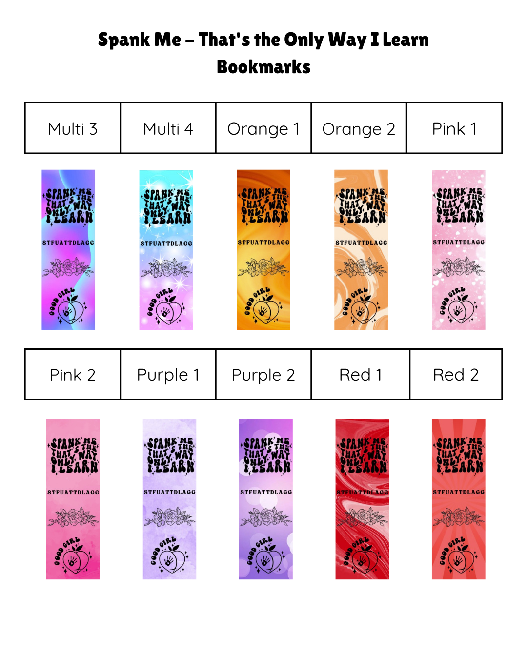 Spank Me - That's the Only Way I Learn Bookmark