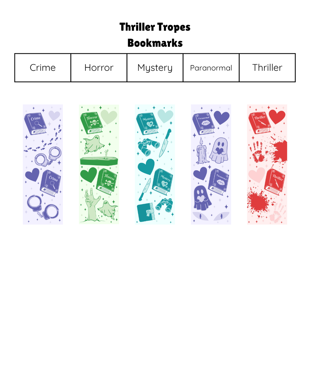 Thriller Book Trope Bookmarks