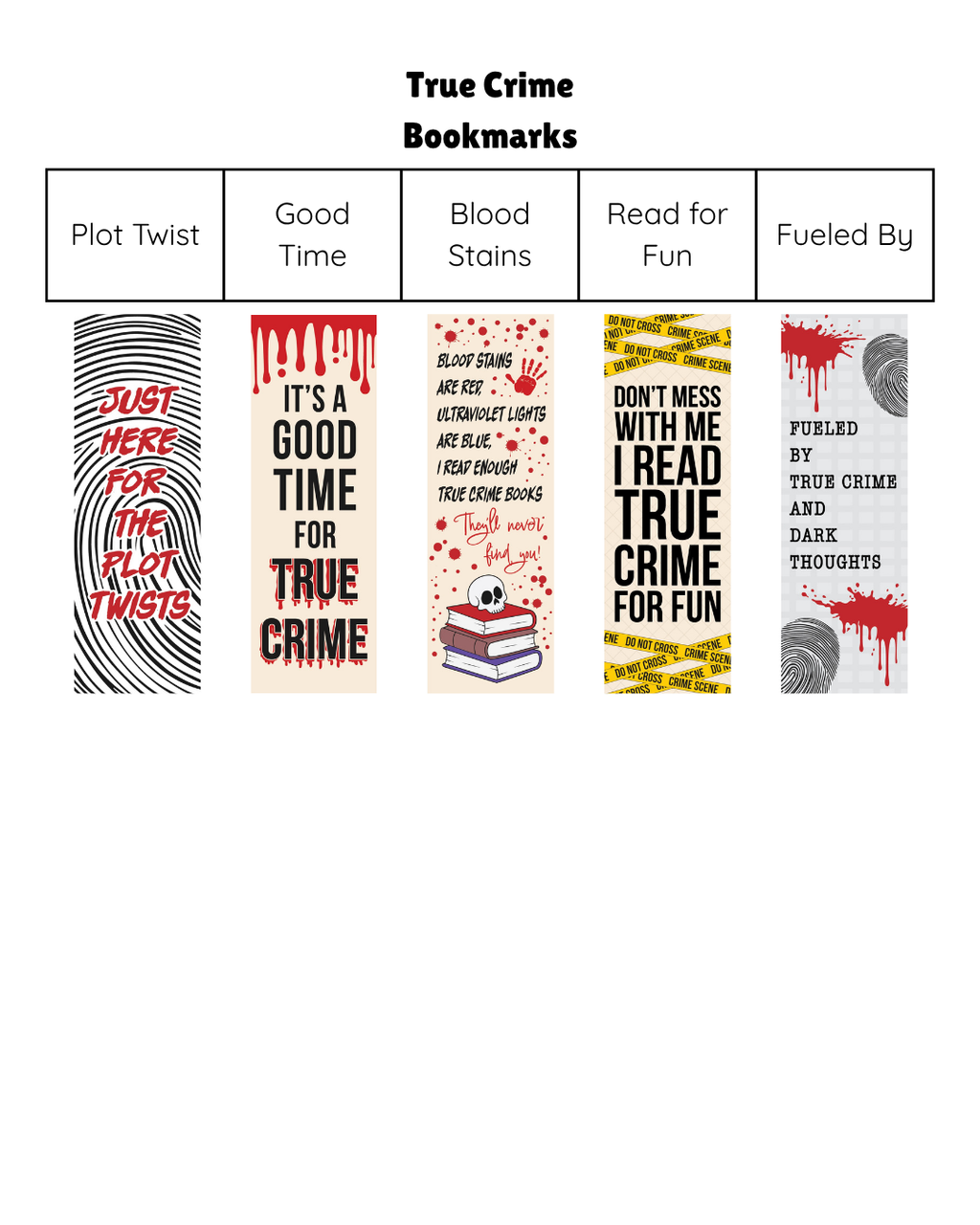 True Crime Bookmarks