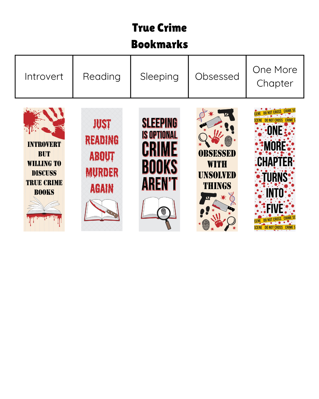 True Crime Bookmarks